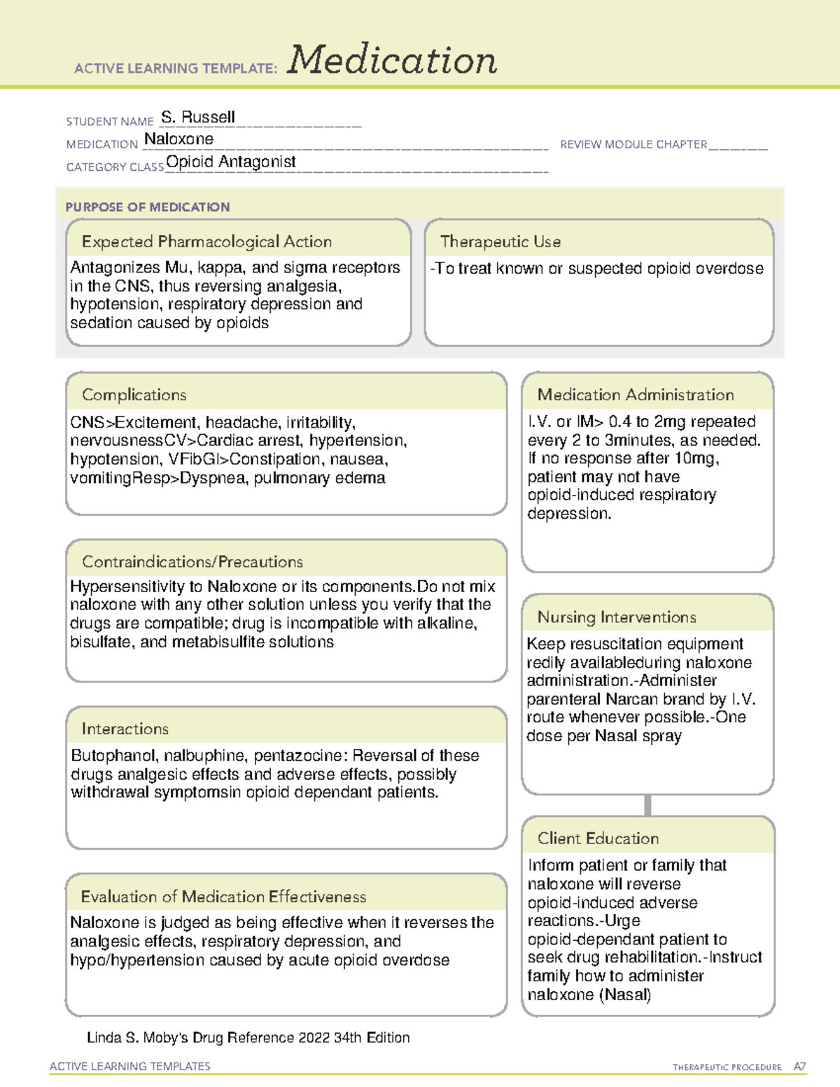 Naloxone - ati - ACTIVE LEARNING TEMPLATES THERAPEUTIC PROCEDURE A ...