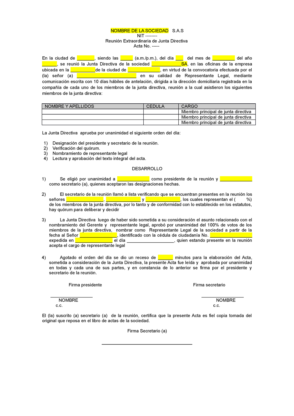 Modelo De Acta Para Nombramientos Vrogue Co