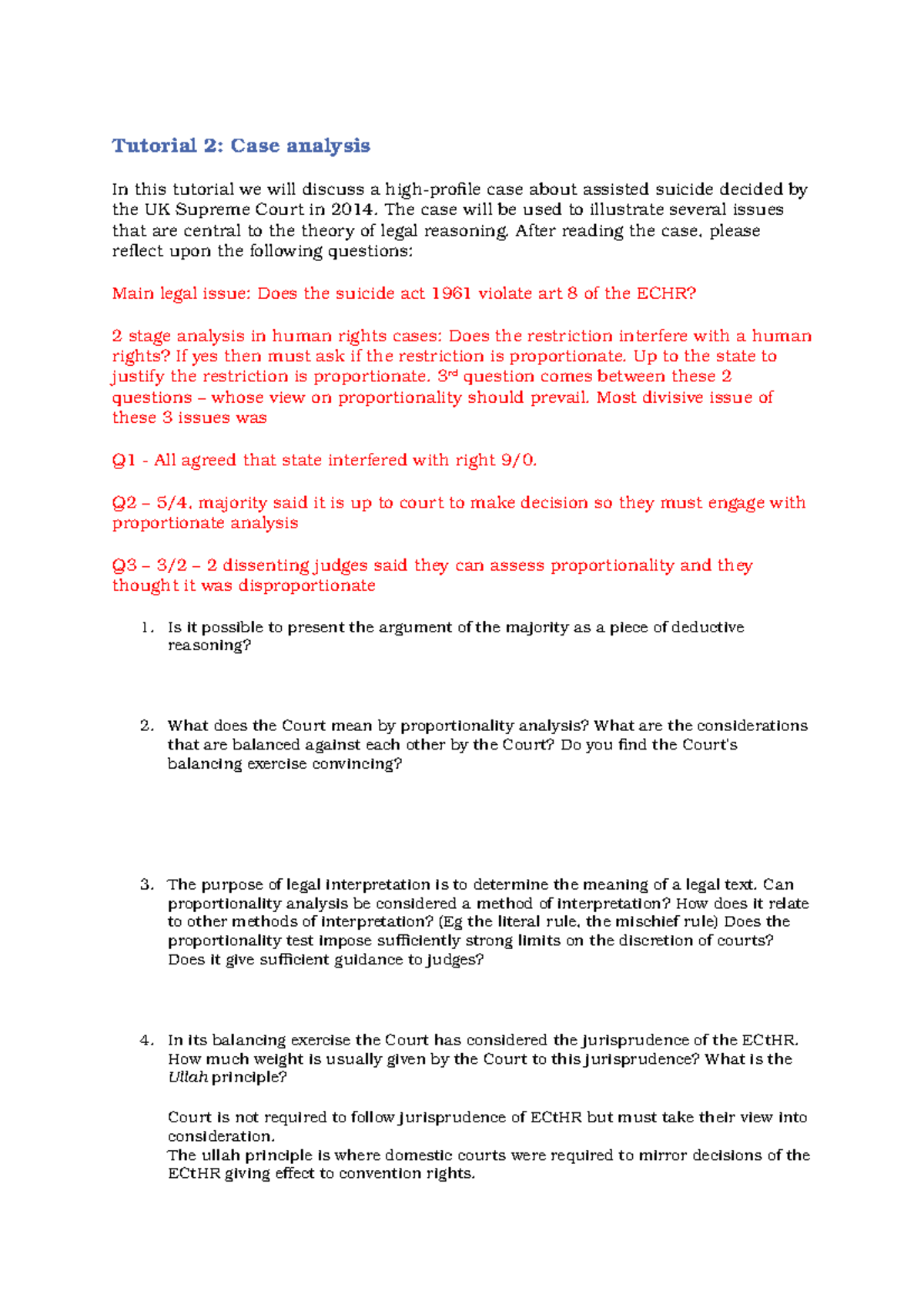 Tutorial 2 Tutorial 2 Case analysis In this tutorial we will discuss