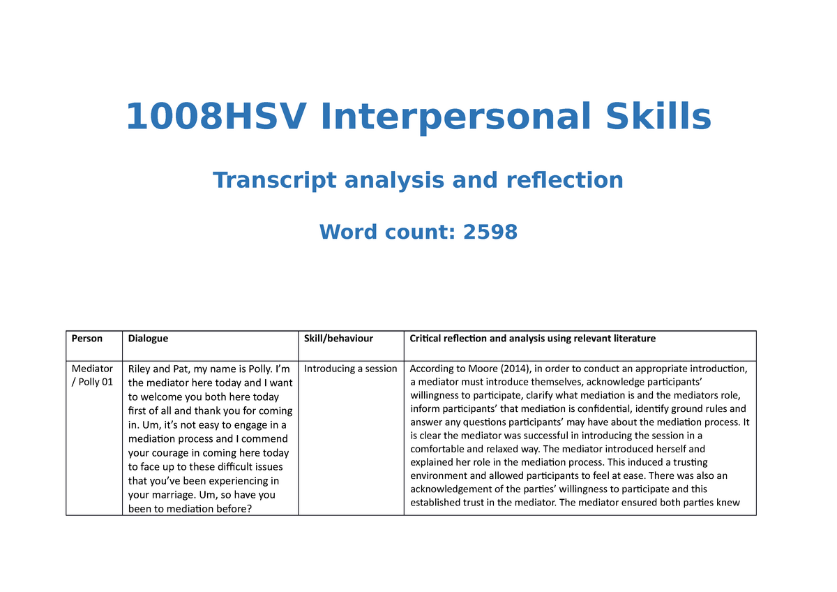 assignment on interpersonal skills