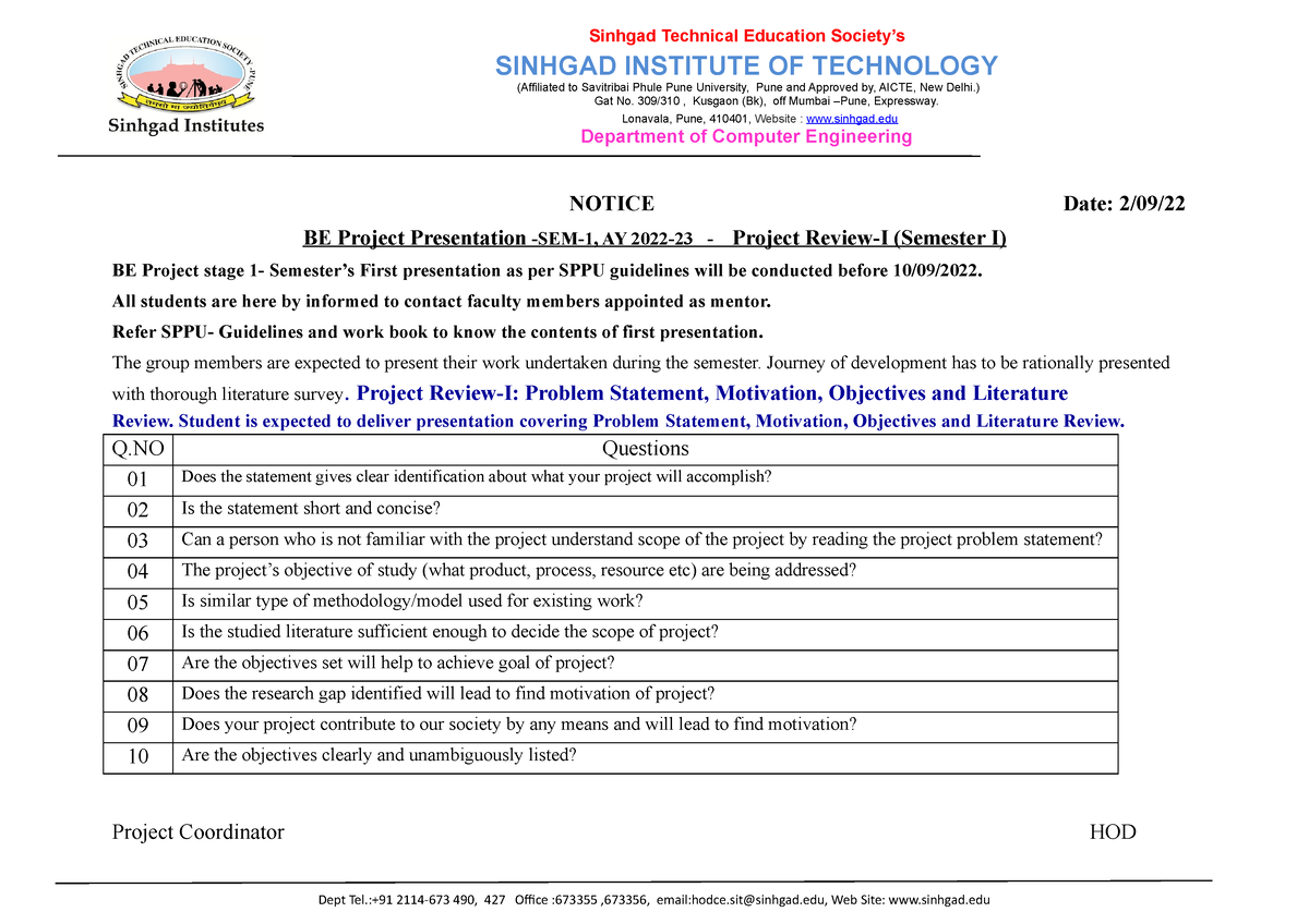 Guidelines For Presentation -01-Sem-1-AY-2022-23 - Sinhgad Technical ...