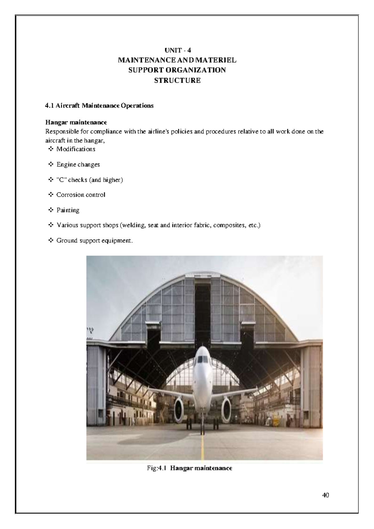 Maintenance AND Materiel Support Organization Structure notes - 40 UNIT ...
