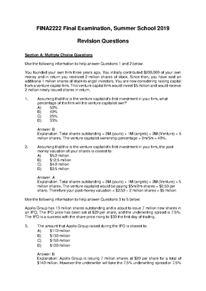 CFP Formula Sheet for Financial Planning - FINA2222 Corporate Financial ...