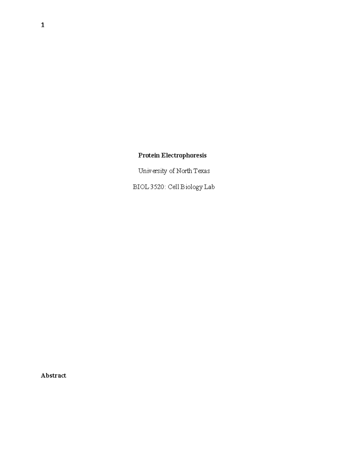 Protein Electrophoresis BIOL 3520 UNT Studocu