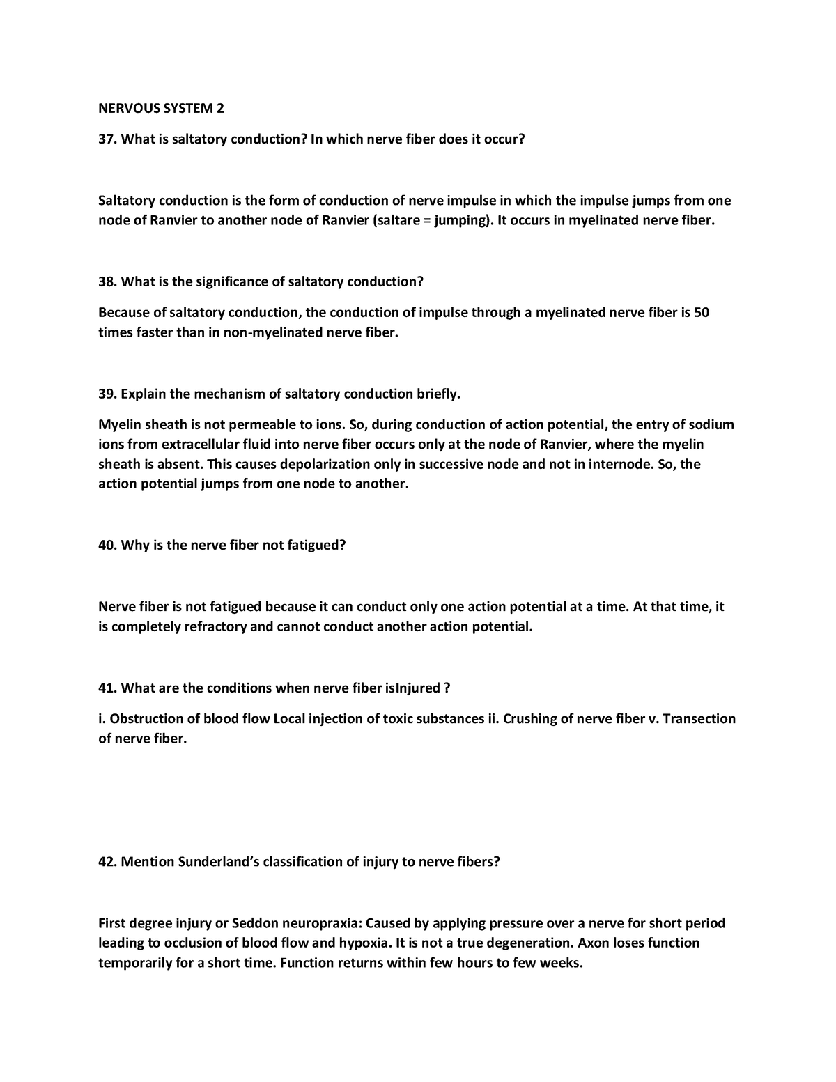 Nervous System B - Questions Note For Easy Studying - NERVOUS SYSTEM 2 ...