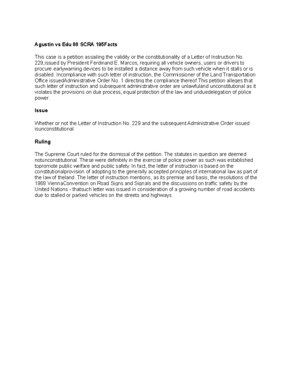 Agustin vs Edu 88 SCRA - case digest - Agustin vs Edu 88 SCRA 195Facts ...