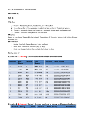 LAB 02 - Lab 2 - CSI104: Foundations Of Computer Science Lab 02 ...