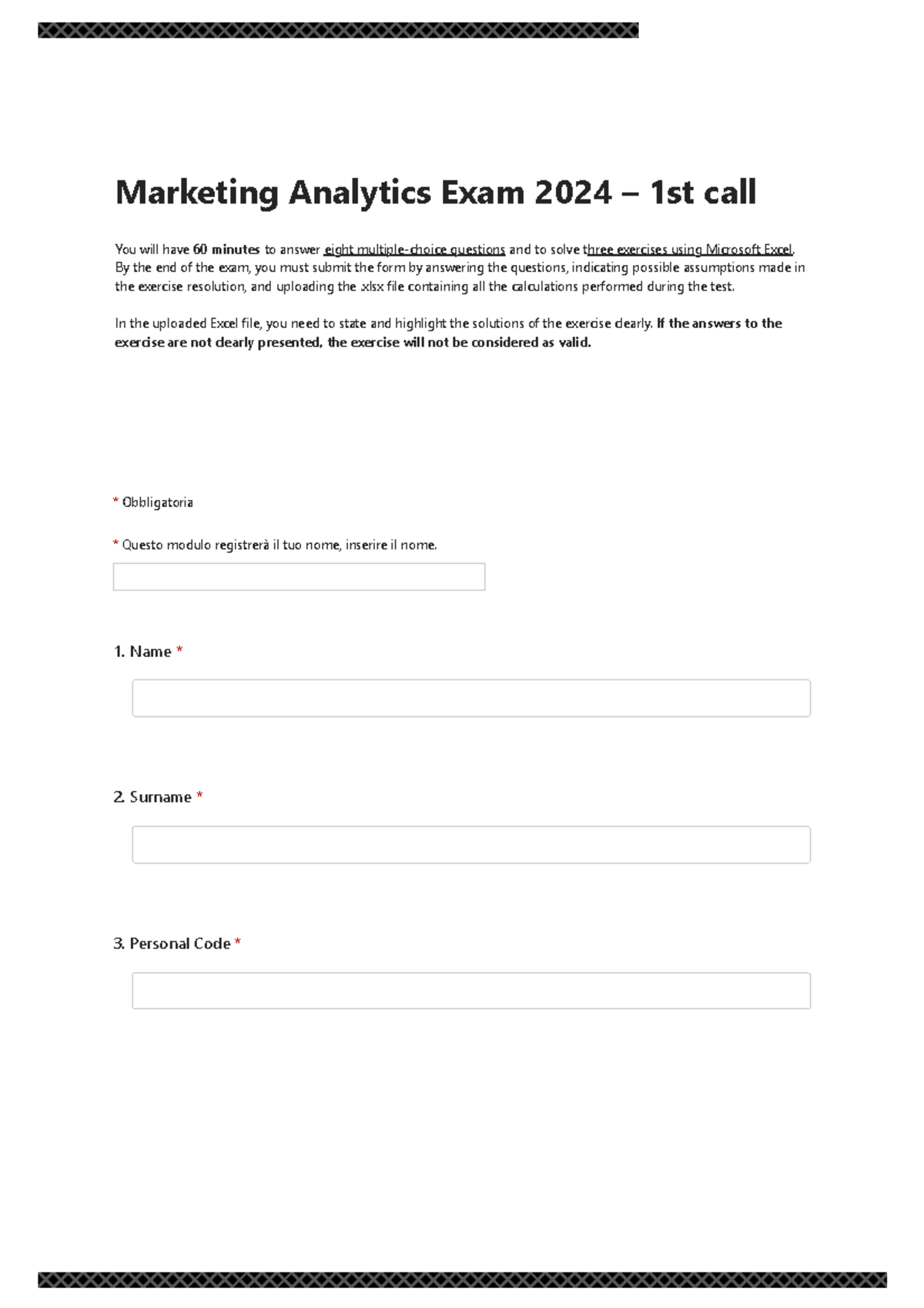 Marketing Analytics Exam 2024 – 1st call Exercises - Obbligatoria ...