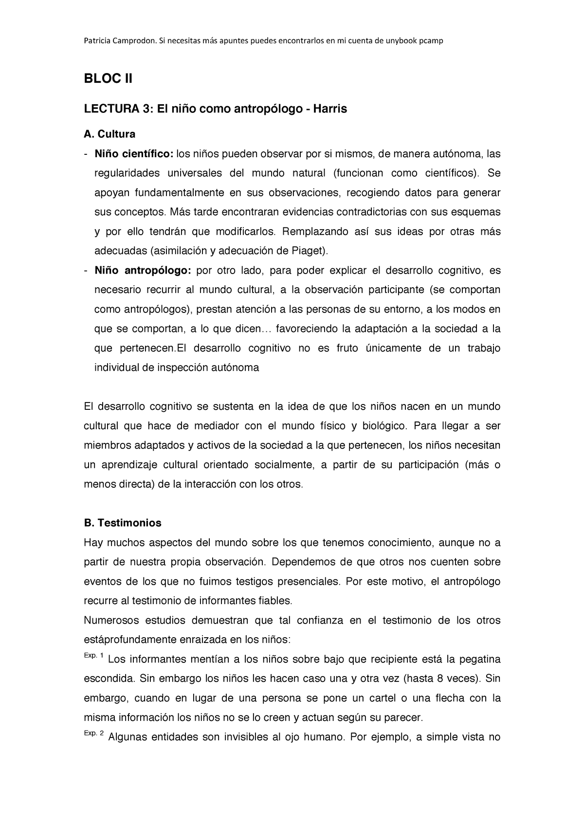 Lectura 3 - El niño como antropólogo - Harris - Patricia Camprodon. Si ...