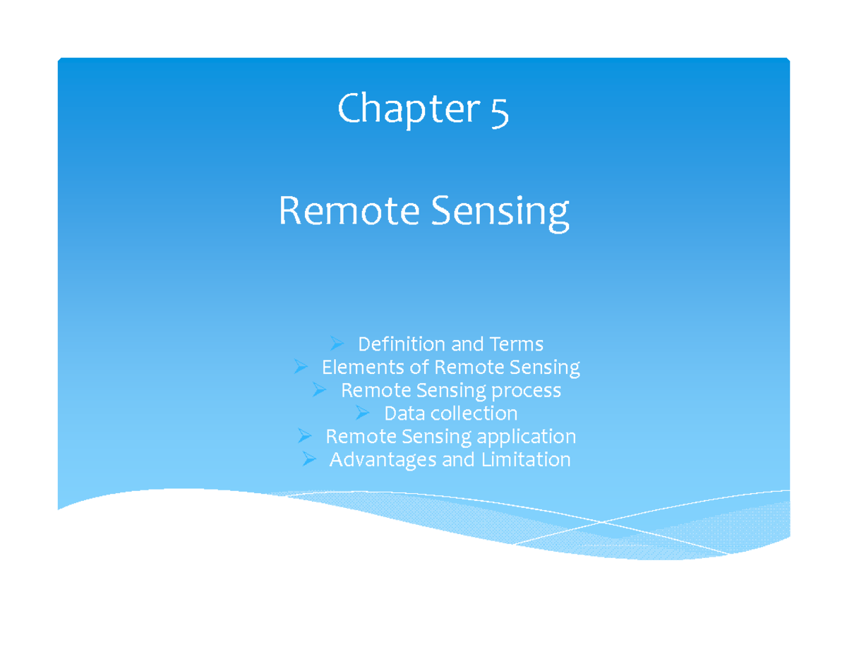 Chapter 5 - Remote Sensing - Chapter Remote Sensing Definition And ...