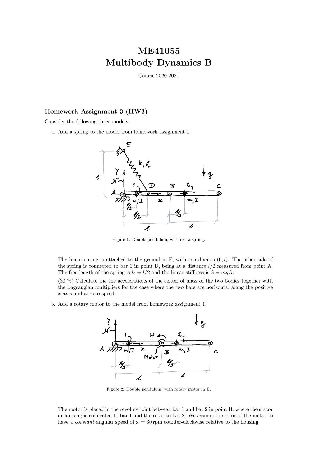 Opgaven Homework 3 MBD - ME Multibody Dynamics B Course 2020- Homework ...