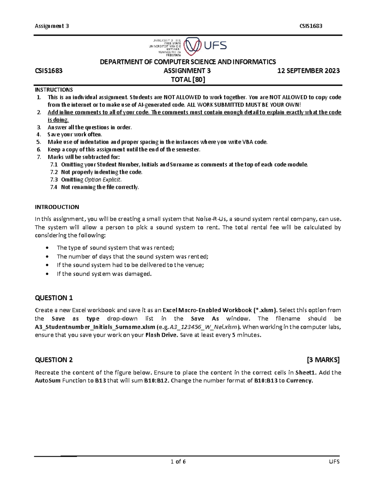 Assignment 3 - QUESTION PAPER - DEPARTMENT OF COMPUTER SCIENCE AND ...
