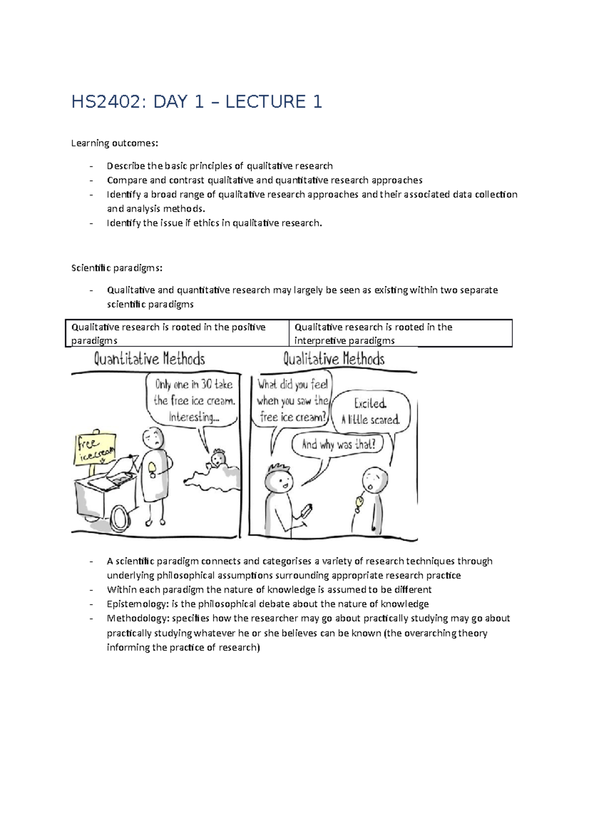 HS2402 day 1 lecture notes - HS2402: DAY 1 – LECTURE 1 Learning ...