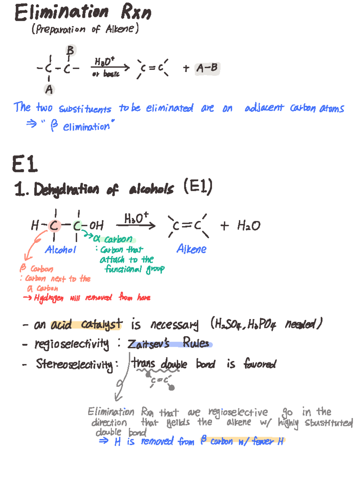 Ch.9 Pre Lecture - Elimination Rxn Preparation ofAlkene B 11 H C f of t ...