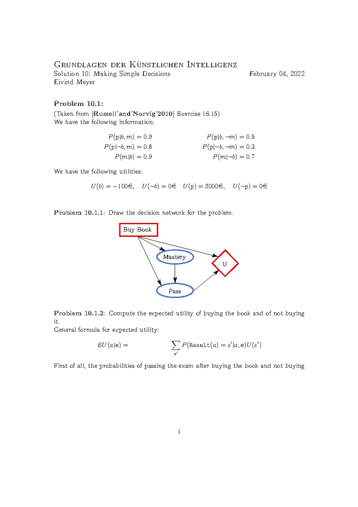 Exercise 10 solutions WS2021 - Grundlagen der K ̈unstlichen Intelligenz ...