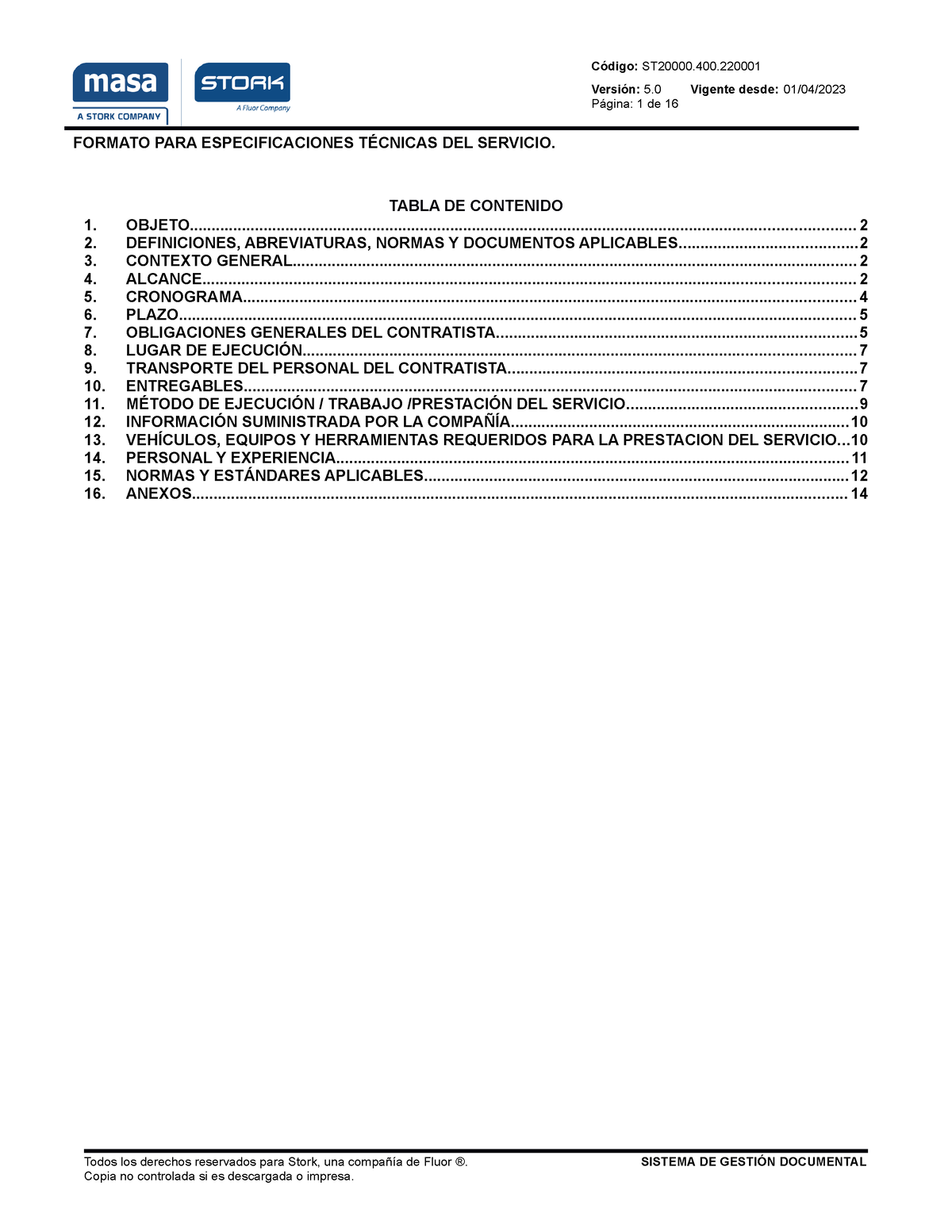 Anexo No 2 Especificaciones Tecnicas - FORMATO PARA ESPECIFICACIONES ...