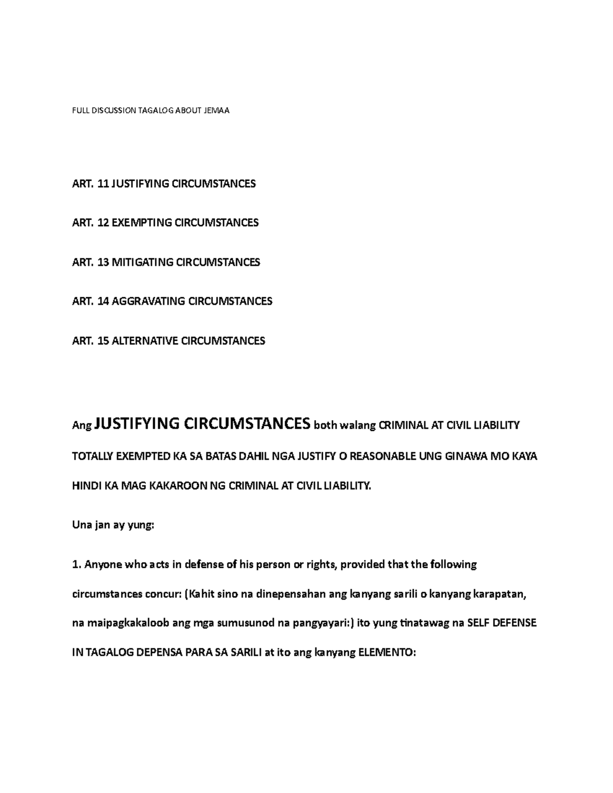 Jemaa Sharing is caring FULL DISCUSSION TAGALOG ABOUT JEMAA ART. 11