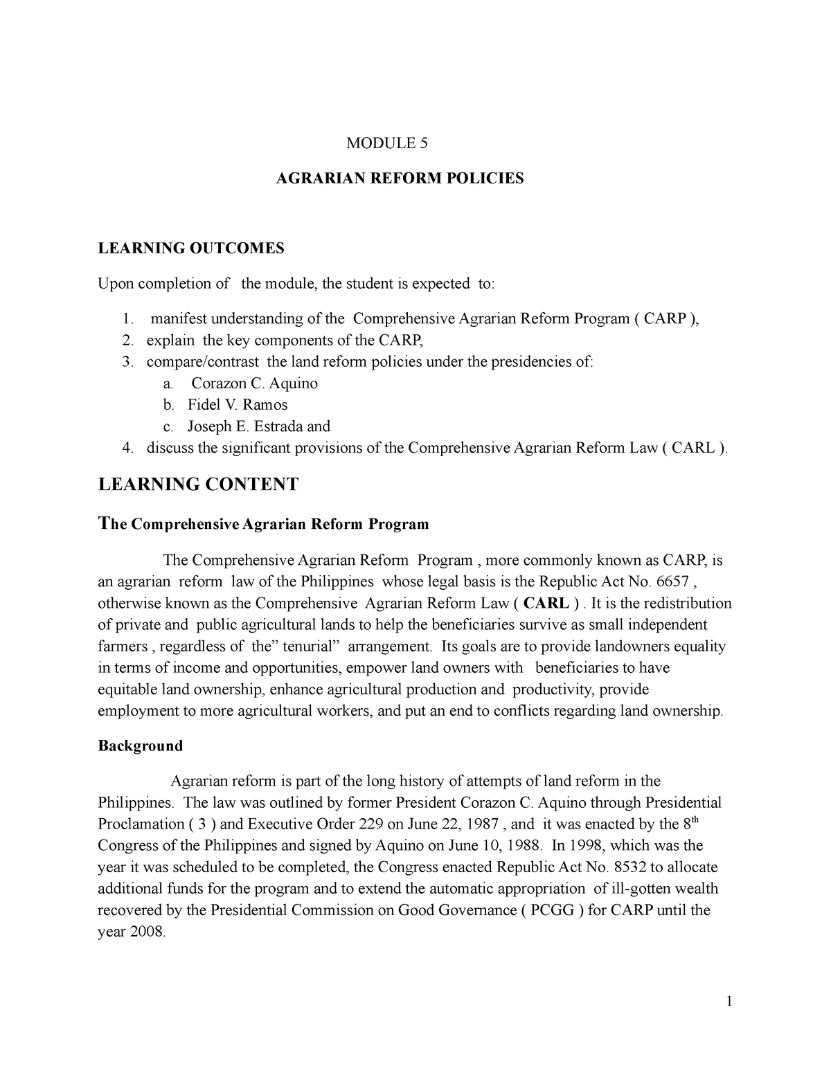 module-17-agrarian-reform-policies-module-5-agrarian-reform-policies