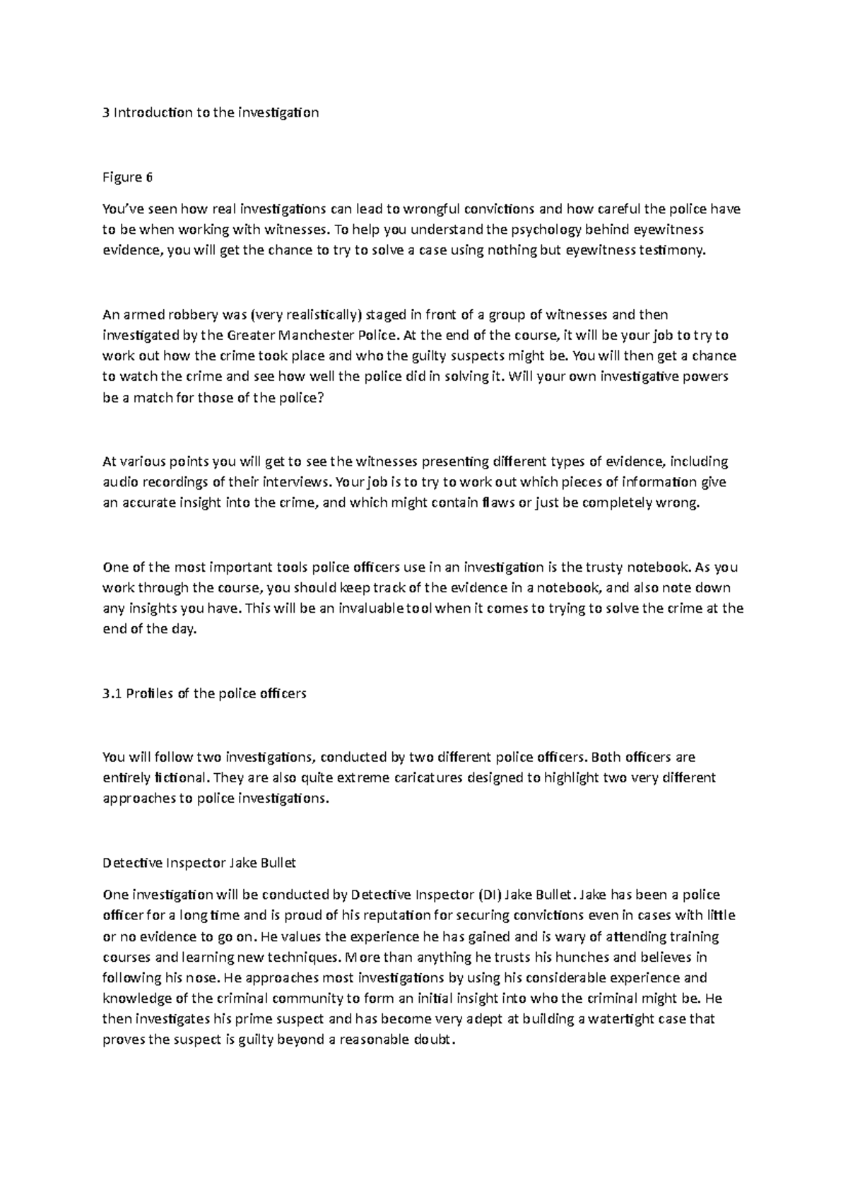 Introduction to the investigation - To help you understand the ...