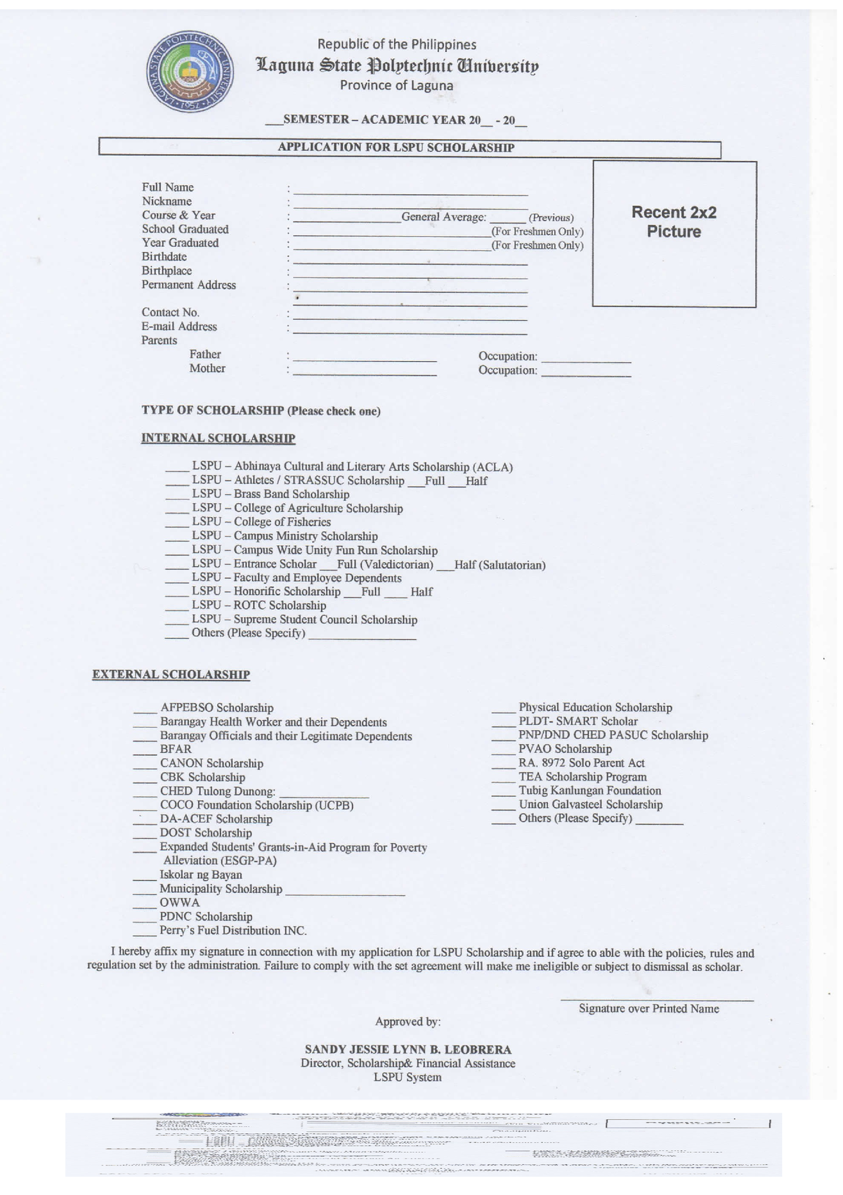 SFA Application FORM Bachelor in Political Science Studocu