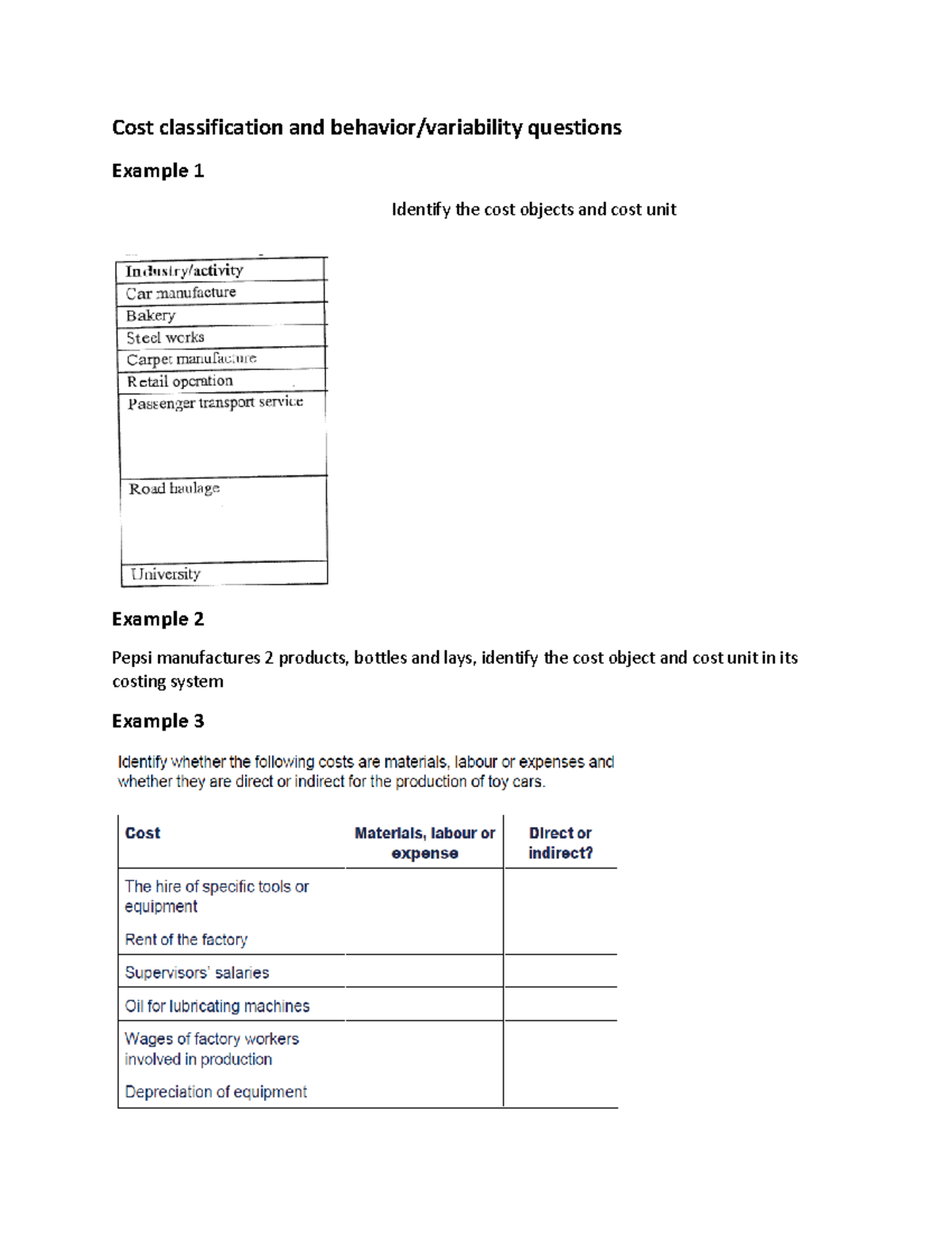 Practice 1 Cost Classification And Behaviour - Cost Classification And ...