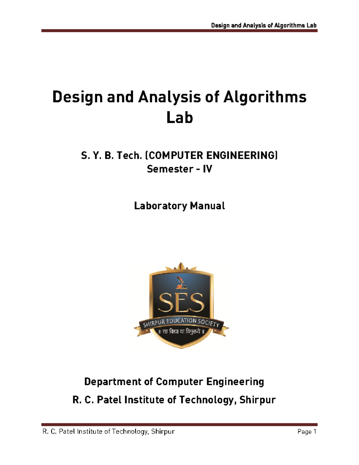 DAA Lab Manual Final For Students - Design And Analysis Of Algorithms ...