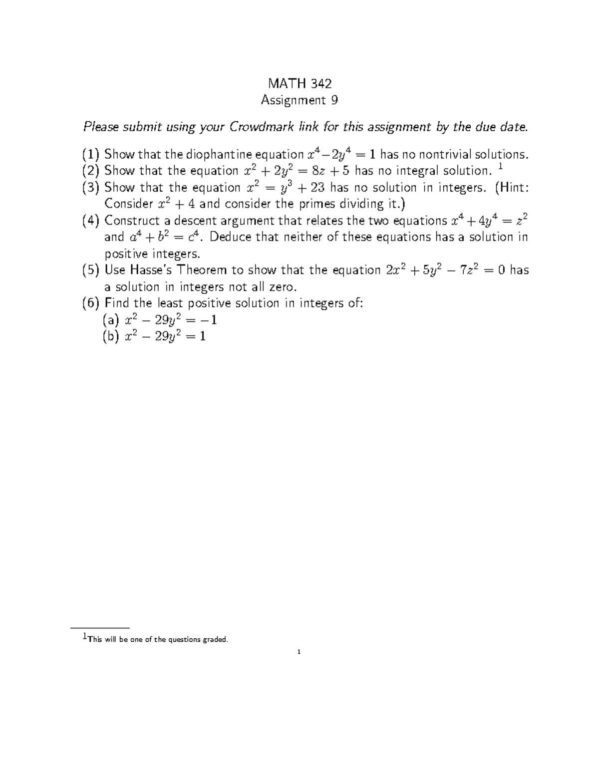 A9 - this is exam. - MATH 342 Assignment 9 Please submit using your ...