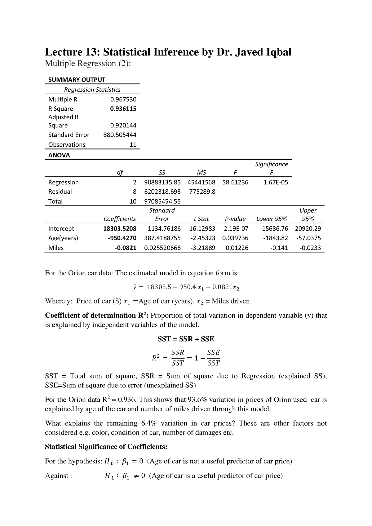 Lecture 13 - Statistical Inferences - Lecture 13: Statistical Inference ...