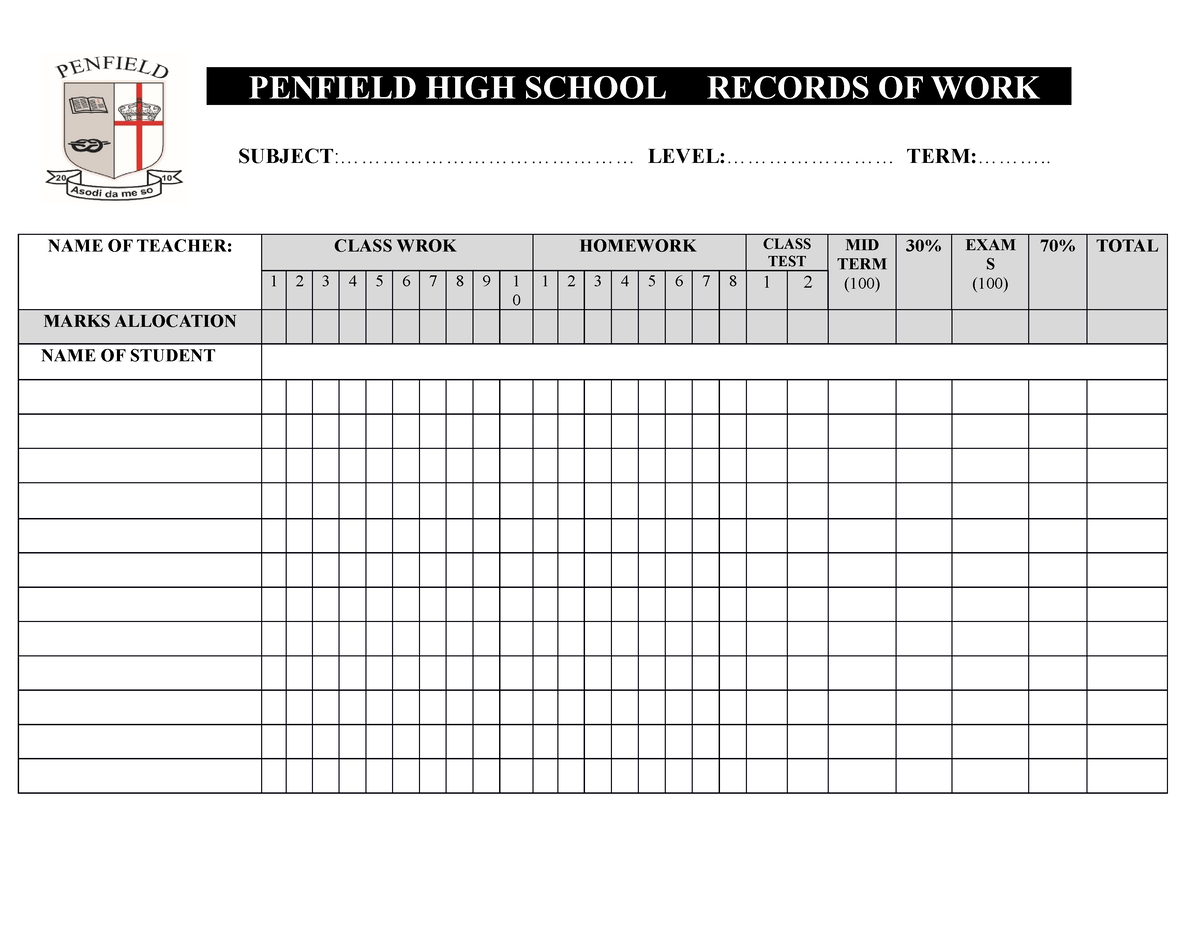 course work marks