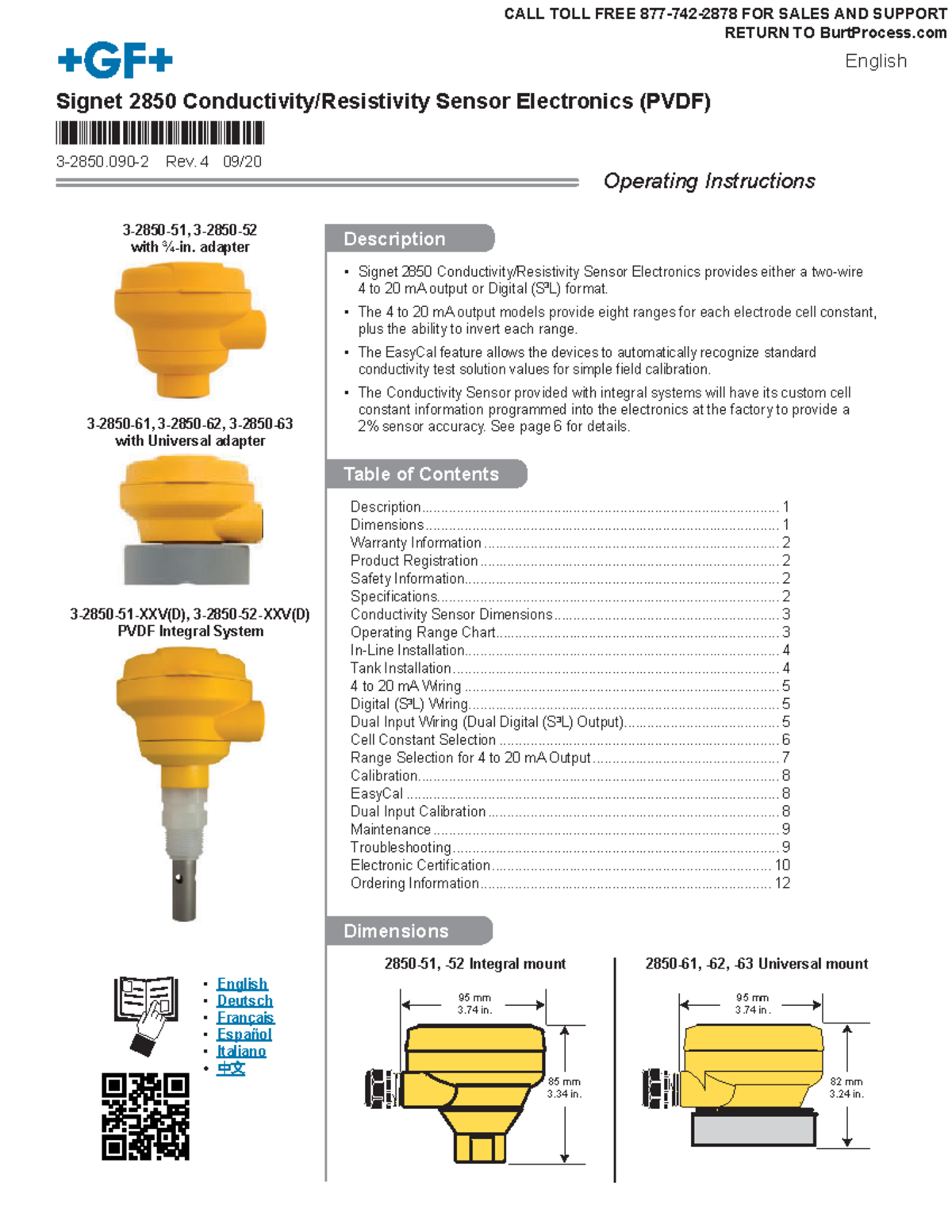 Gfps 2850 manual conductivity resistivity sensor electronics pvdf en ...