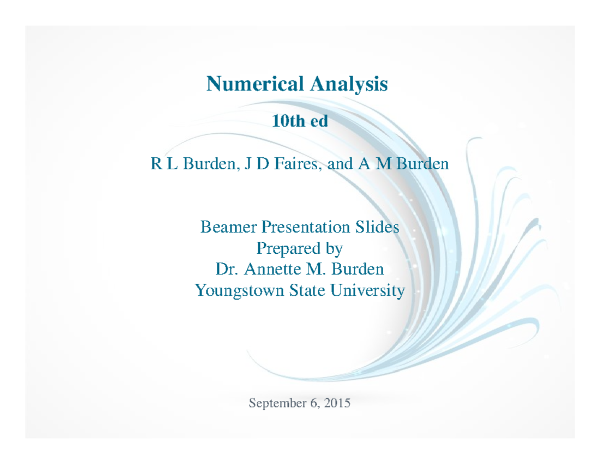 Notes Chapter 6 Matrix solutions Numerical Analysis 10th ed R L Burden, J D Faires, and A M