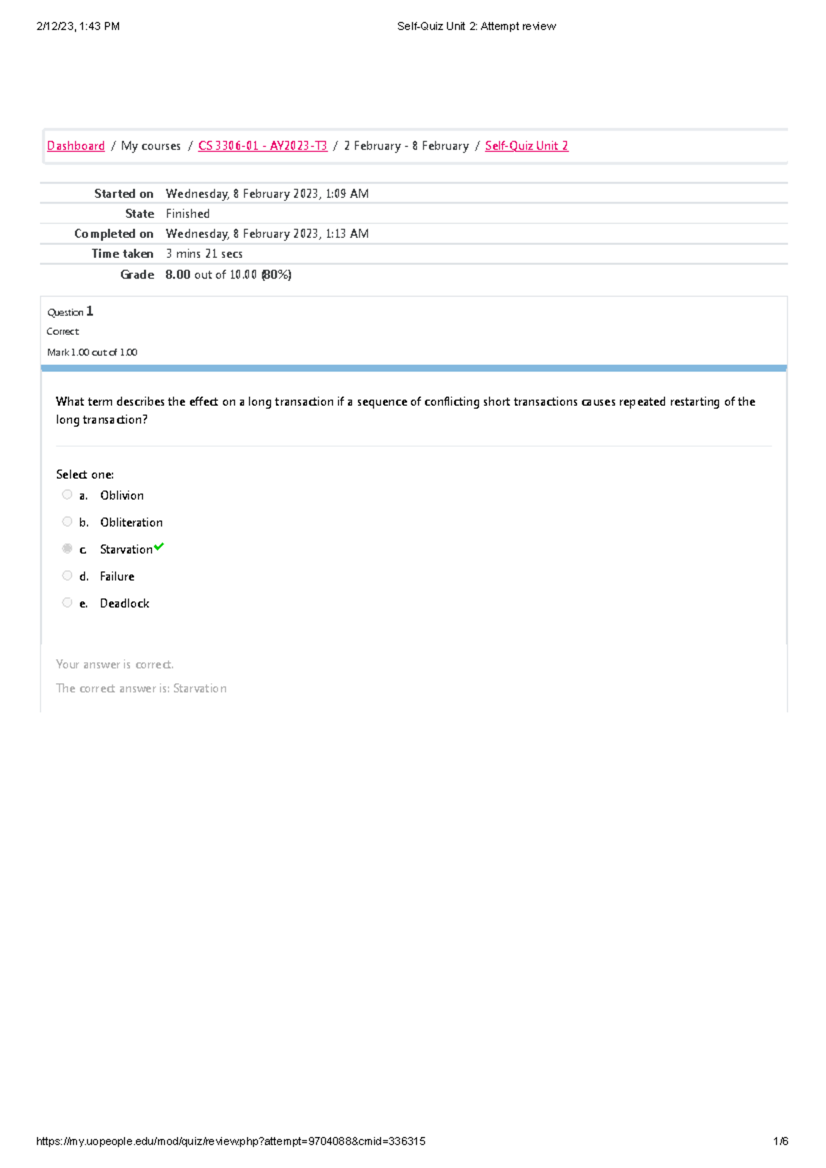 Self-Quiz Unit 2 Attempt Review 22 - Started On Wednesday, 8 February ...