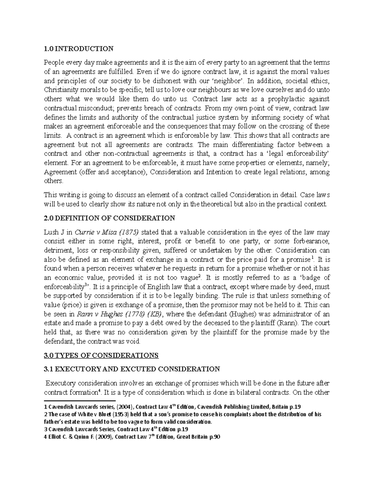 Consideration - 1 INTRODUCTION People every day make agreements and it ...