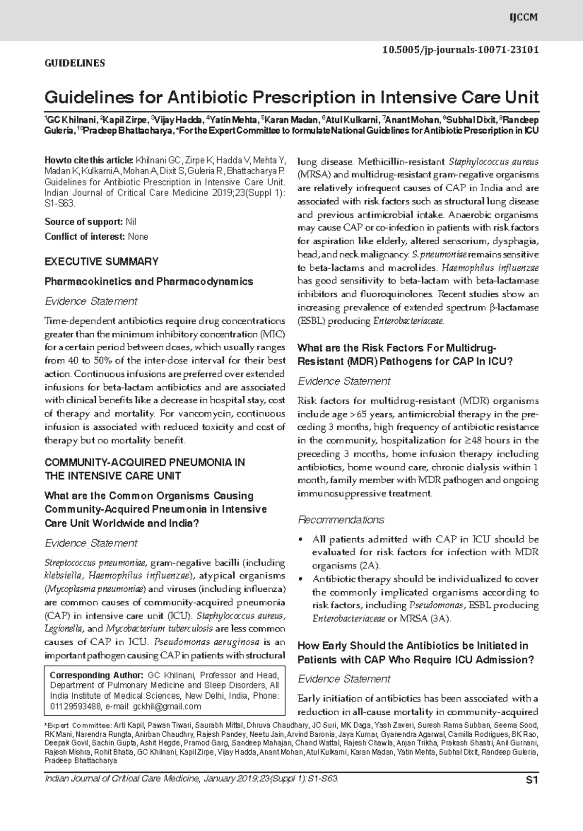 Antibiotic Prescription - Indian Journal of Critical Care Medicine ...