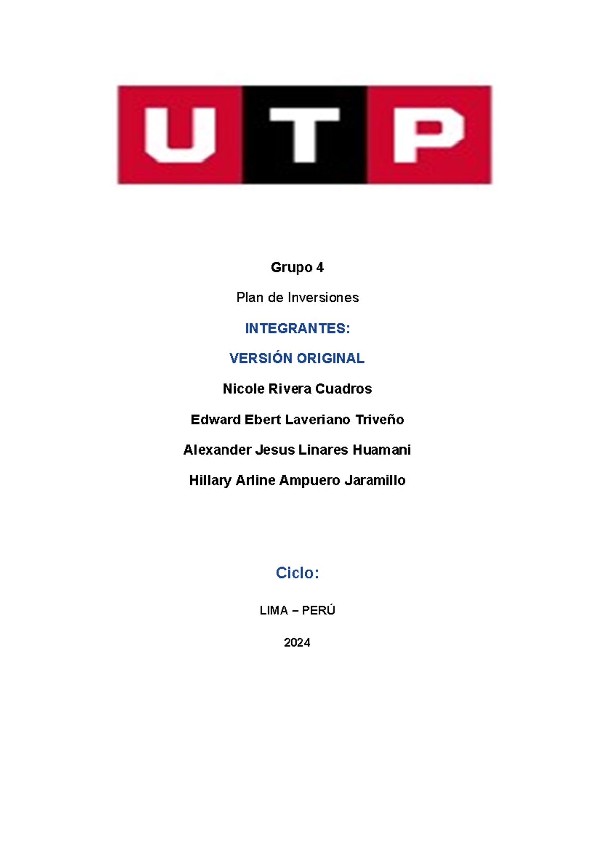 Grupo 4 - plan de inversiones - Grupo 4 Plan de Inversiones INTEGRANTES ...