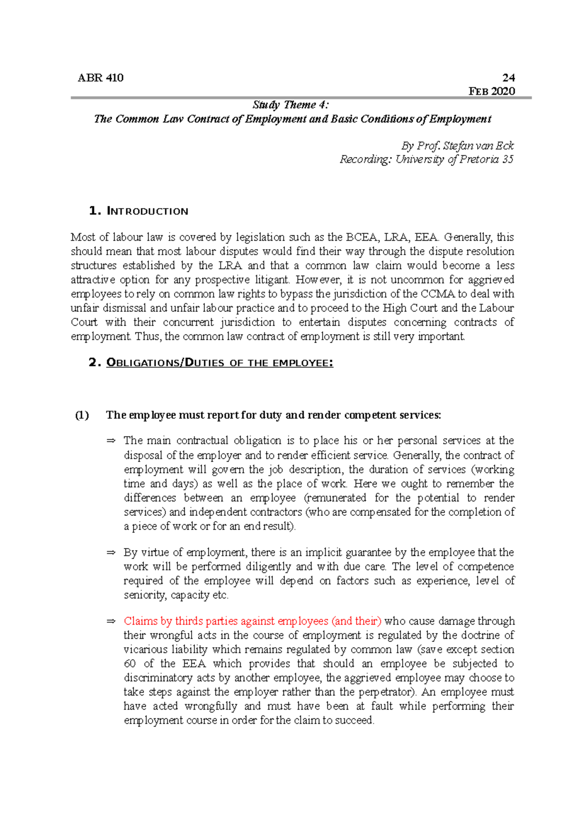 Chapter 5 - LABOUR LAW MATERIAL - ABR 410 24 FEB 2020 Study Theme 4 ...