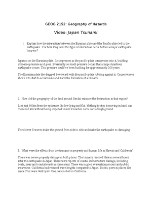 GEO Notes - GEO OF HAZARDS Module 1: Intro Overview of Hazards Hazards ...