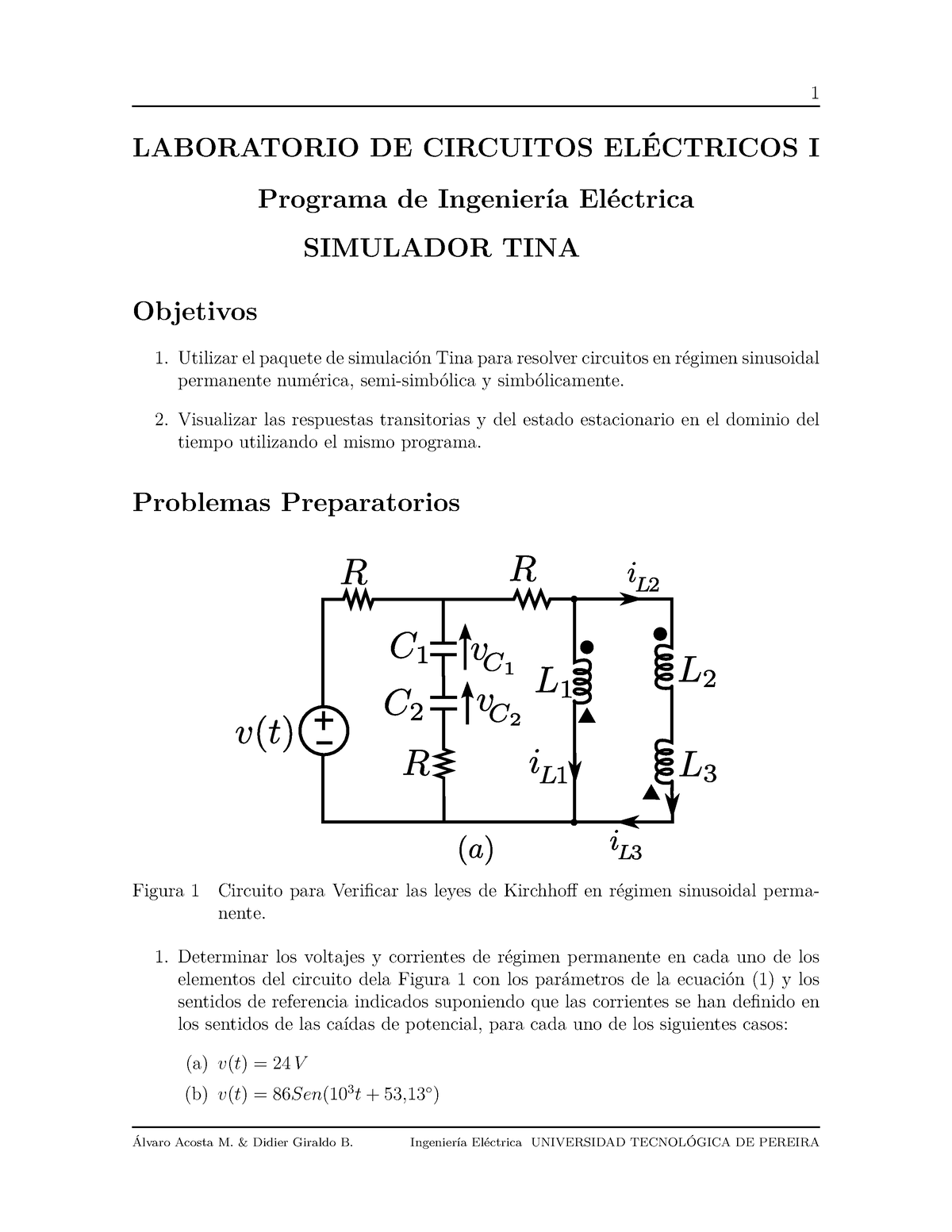 Lab 1 TINA - Practica De Laboratorios 1 - Laboratorio De Circuitos ...