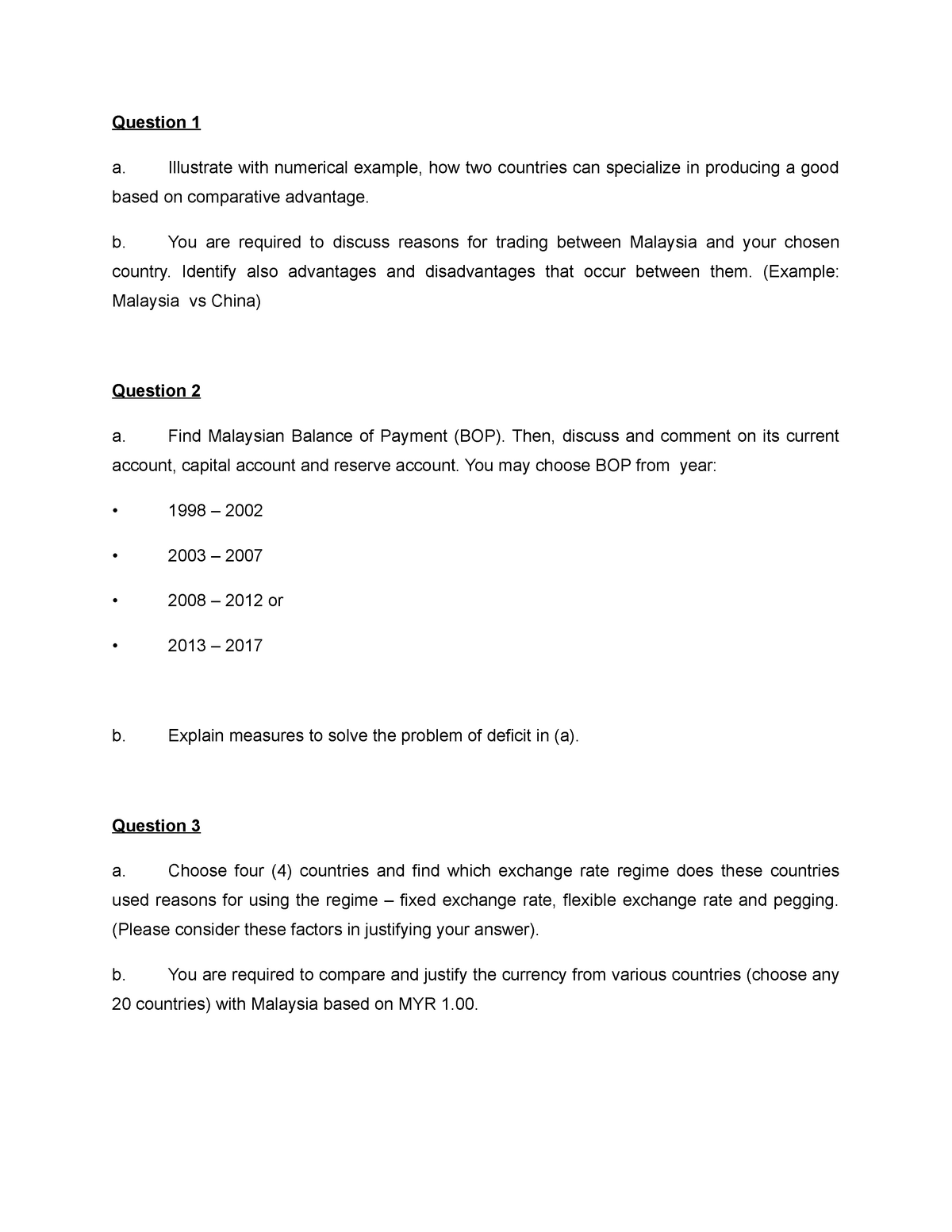 Assignment macro - Question 1 a. Illustrate with numerical example 