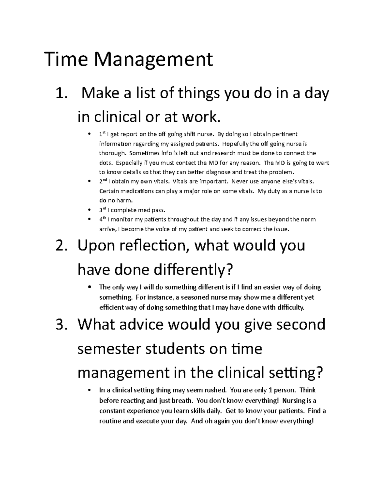 time management assignment for high school students