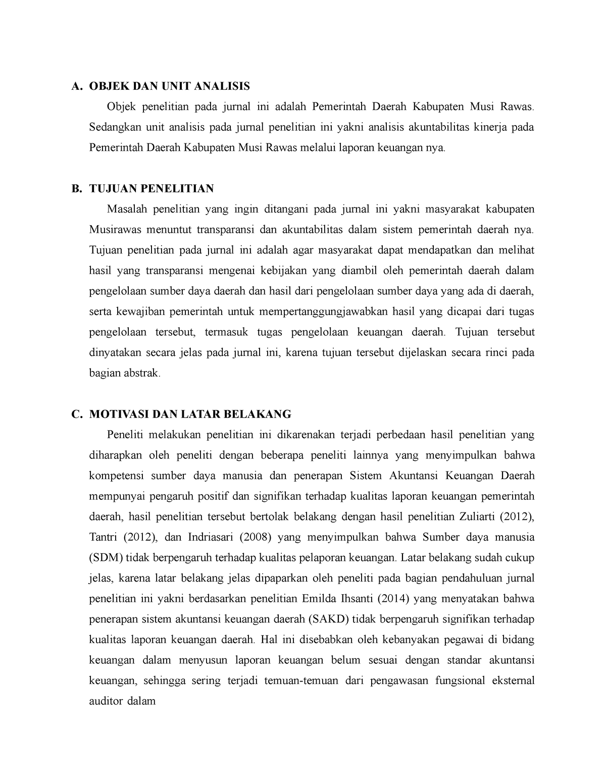 Analisis Laporan Keuangan 3 - A. OBJEK DAN UNIT ANALISIS Objek ...