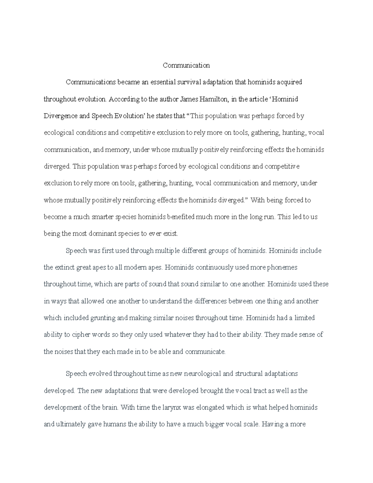 communication is survival essay