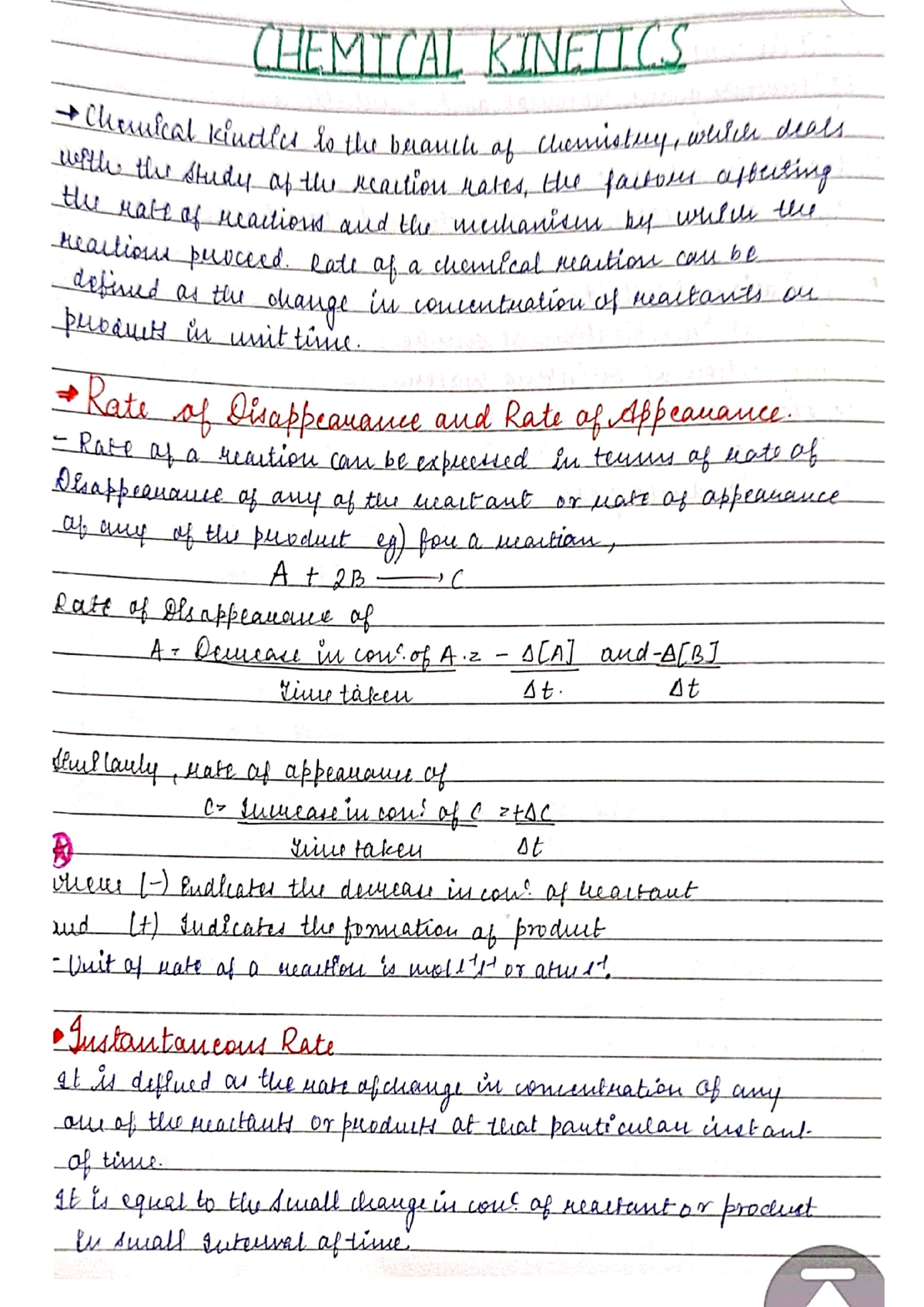 Science Class 12 Chemistry Notes On Chemical Kinetic - Chemical ...