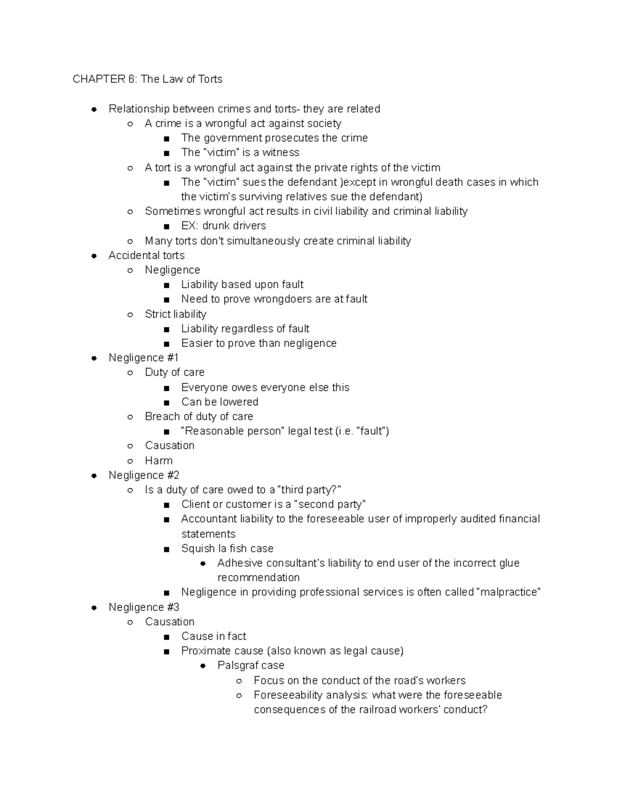 BUS 280- WEEK 6 - The Laws Of Torts - CHAPTER 6: The Law Of Torts ...