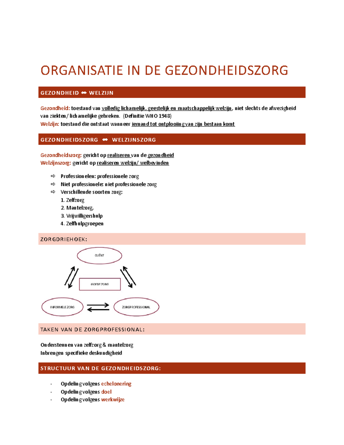 VRHi1 Organisatie In De Gezondheidszorg - ORGANISATIE IN DE ...