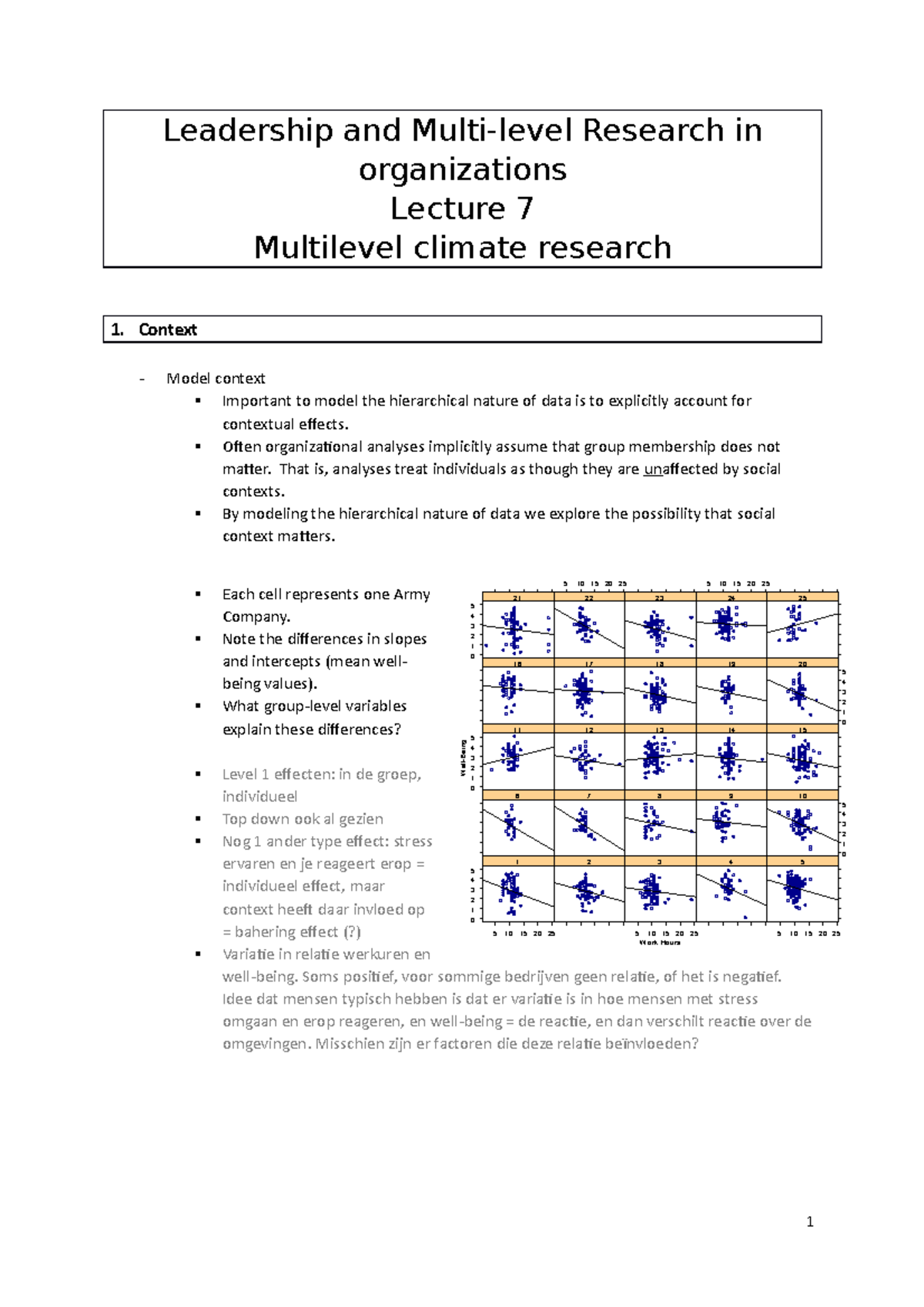 Leadership and Multilevel research in organizations lecture 7 ...