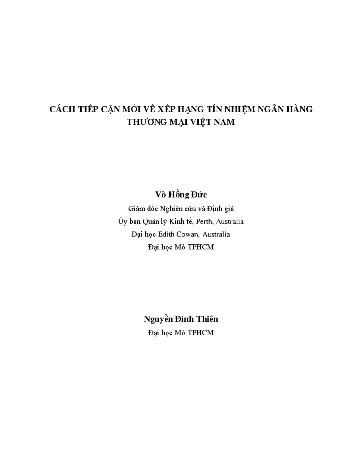 Duc Thien Xep Hang Tin Nhiem NHTM - CÁCH TIẾP CẬN MỚI VỀ XẾP HẠNG TÍN ...