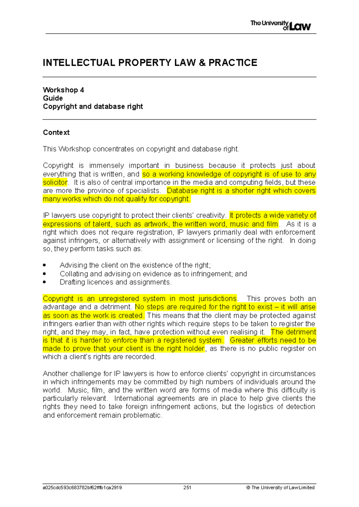 1920 ip ws04 ce01 guide - IP Notes - INTELLECTUAL PROPERTY LAW ...