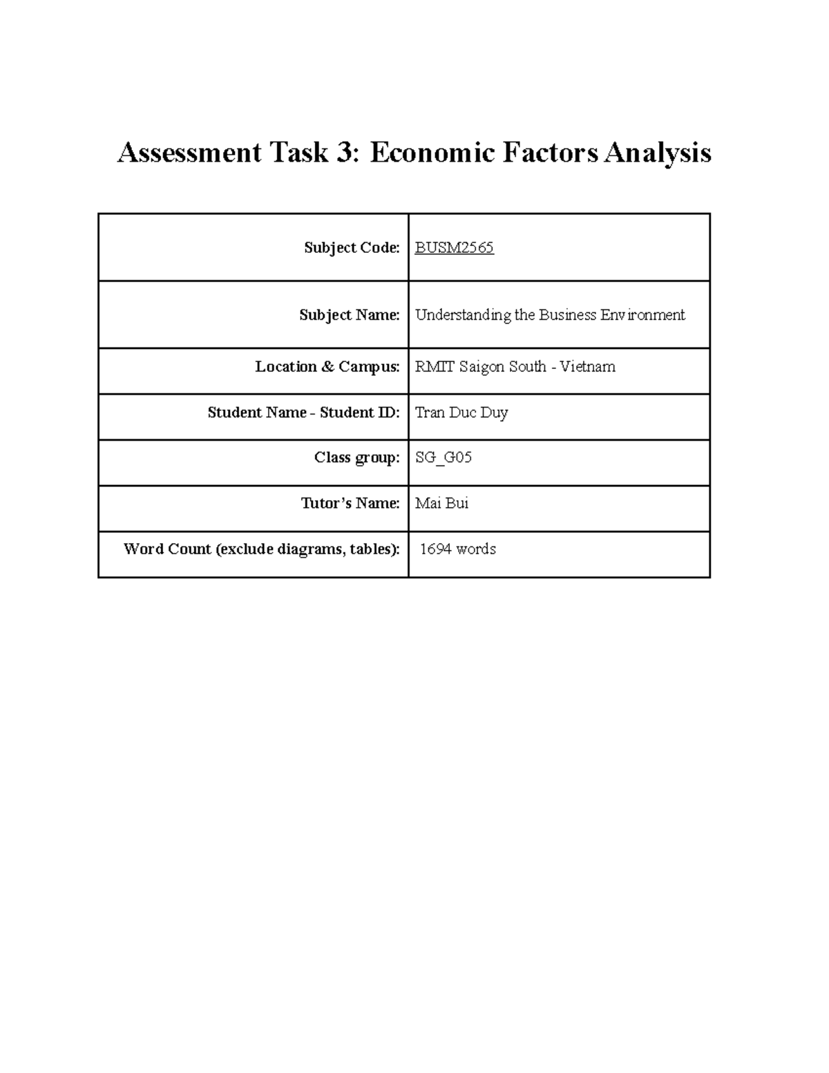 Assignment 3 BUSM2565 SG G05 S3976205.docx - Assessment Task 3 ...