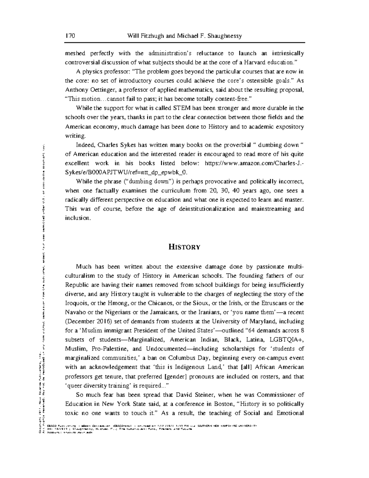 History The Humanities Past Pres 170 Will Fitzhugh and Michael F